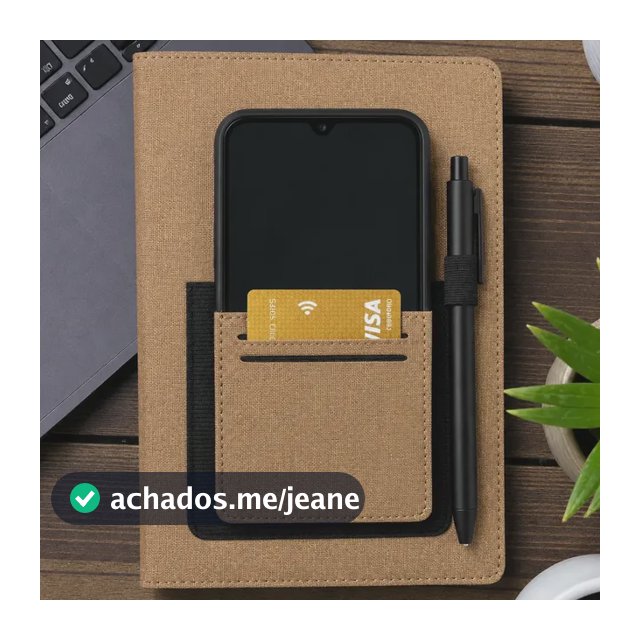 Agenda Planner Capa Tecido Sem Data Porta Cel Cartão Caneta Marron Claro Lisa