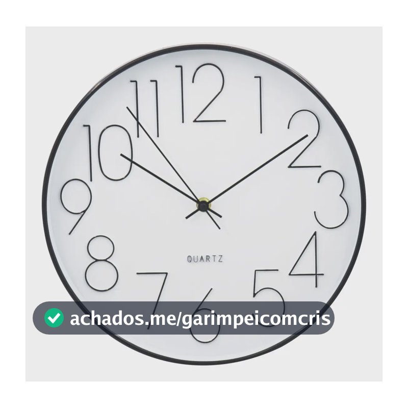 Relógio De Parede 30cm Para Cozinha, Sala - Preto E Branco
