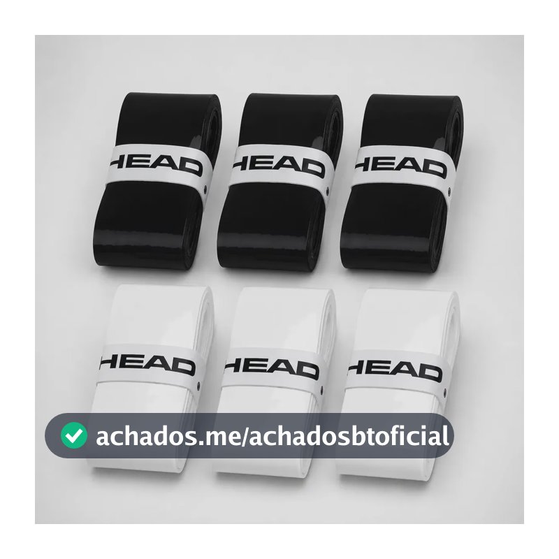 Kit 6 Un Overgrip Head Raquete Tenis Beach Tennis Padel Preto E Branco