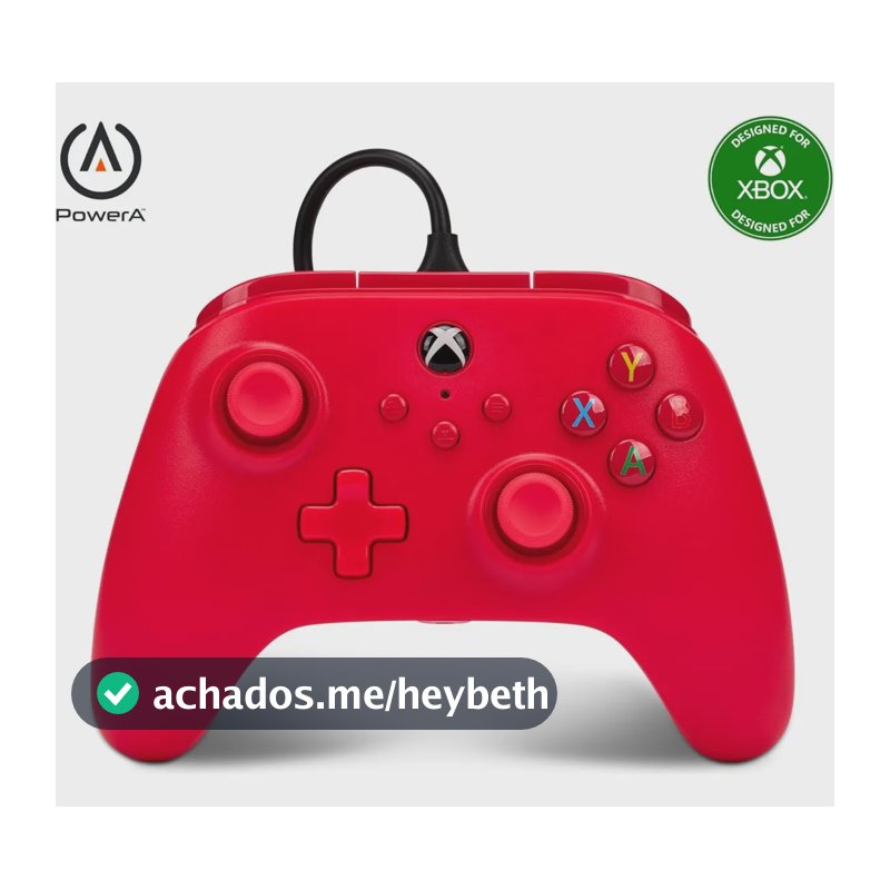 Controle Power A Com Fio Para Xbox Series Xs Vermelho Vermelho