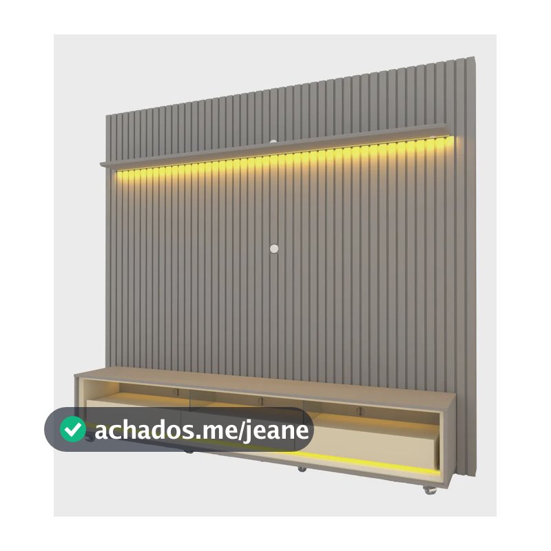 Rack com Painel Ripado para TV de até 90" com LED, 3 Gavetas e Rodízios
