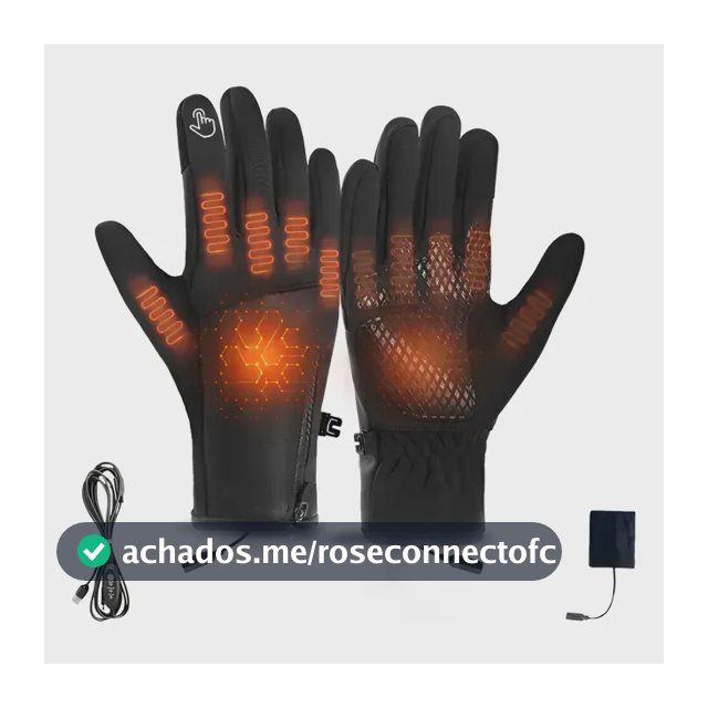 Luva Térmica Recarregável Com Aquecimento Elétrico Preto Couro Artificial Tamanho Único Para Todos