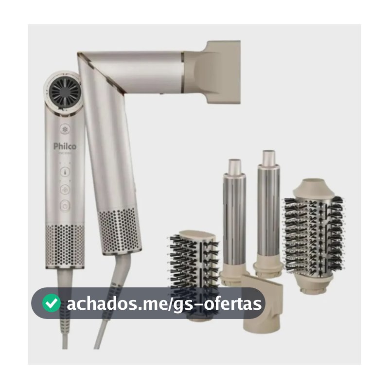 Secador De Cabelos Philco PSC3500 4 Em 1 dobrável Motor BLDC Prateado
