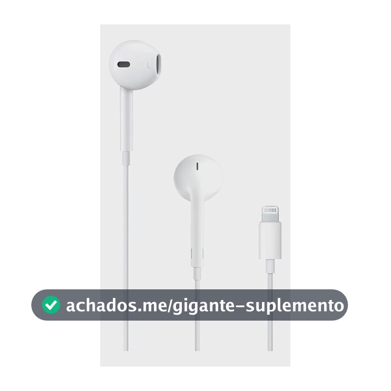 Fone de Ouvido Apple EarPods Intra-Auricular com Conector Lightning Branco - Distribuidor Autorizado
