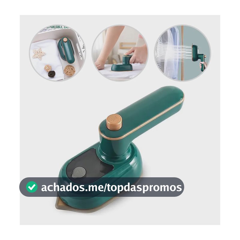 Mini Ferro De Passar Roupa A Vapor Para Viagem Bivolt Verde-escuro 127/220v