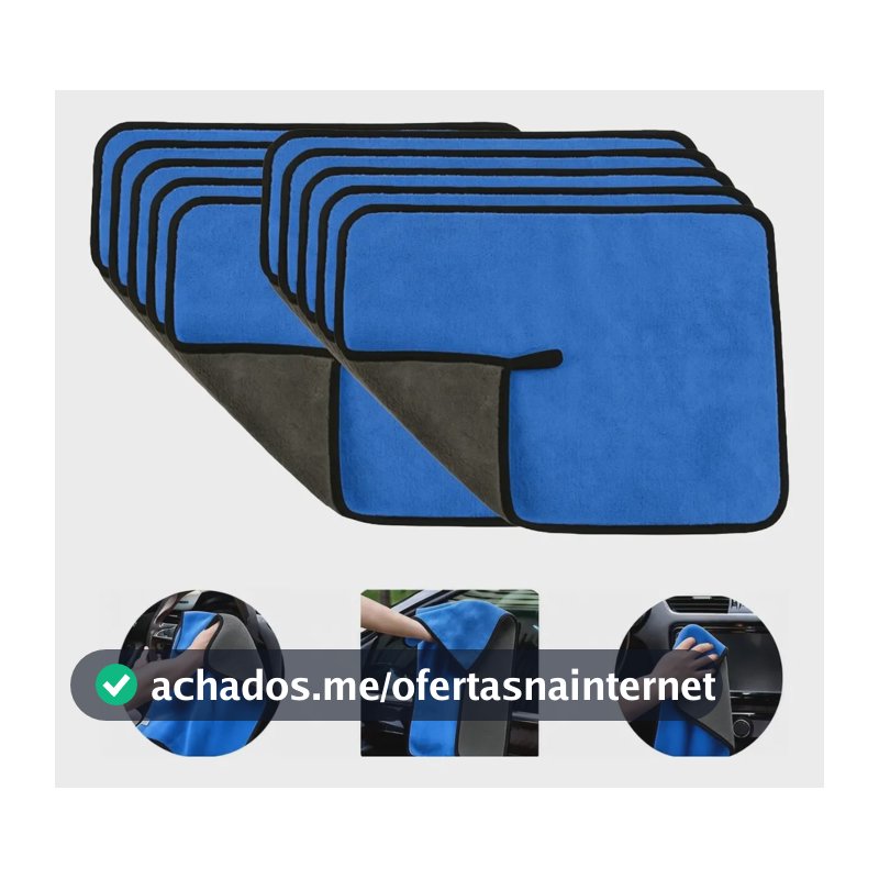 Kit 10 Panos Flanela Microfibra Premium Pro Grande Azul