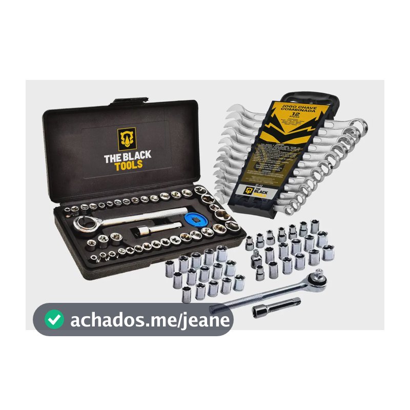Kit Ferramentas The Black Tools com Jogo de Soquetes 40 Peças e Chaves Combinadas de 6 a 22mm