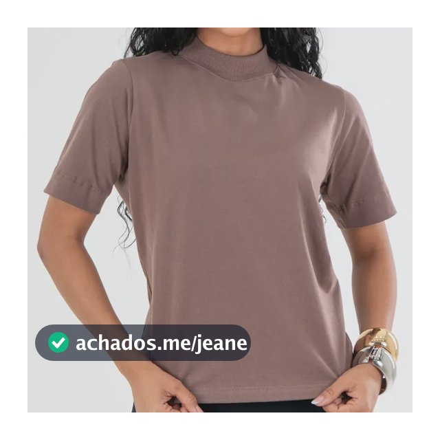Blusa Feminina Algodão Gola Alta Manga Curta Casual Básica