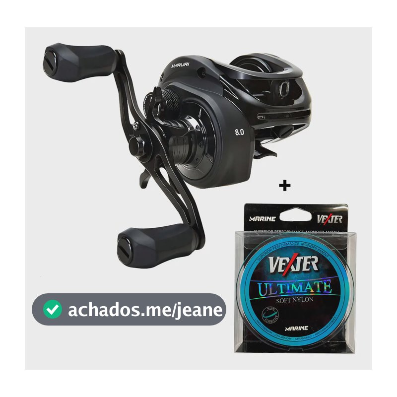 Carretilha Maruri Black Tamba Bg + Linha Vexter Soft 0,37mm Cor Azul Lado Da Manivela Esquerdo