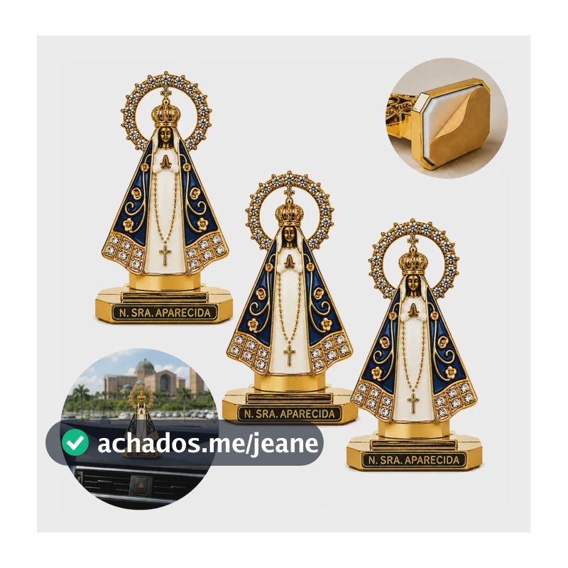 Kit 3 Nossa Senhora Aparecida Painel Carro Enfeite Colante Branco