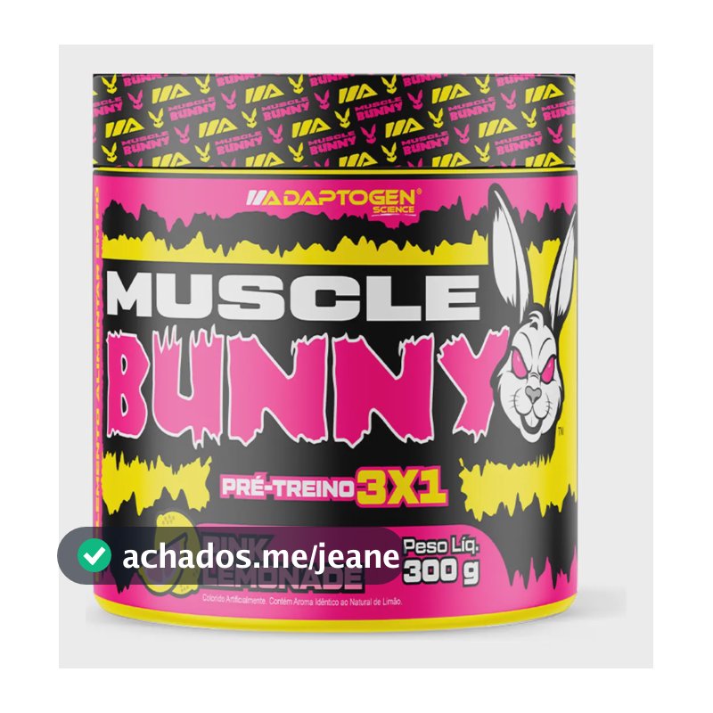 Pré Treino Muscle Bunny C/300g - Adaptogen Sabor Pink Lemonade