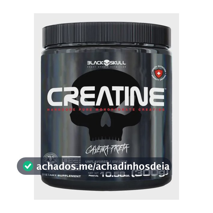 Creatina monohidratada pura Black Skull Pura 300g - 100% Monoidratada em pó Sem sabor x 300g