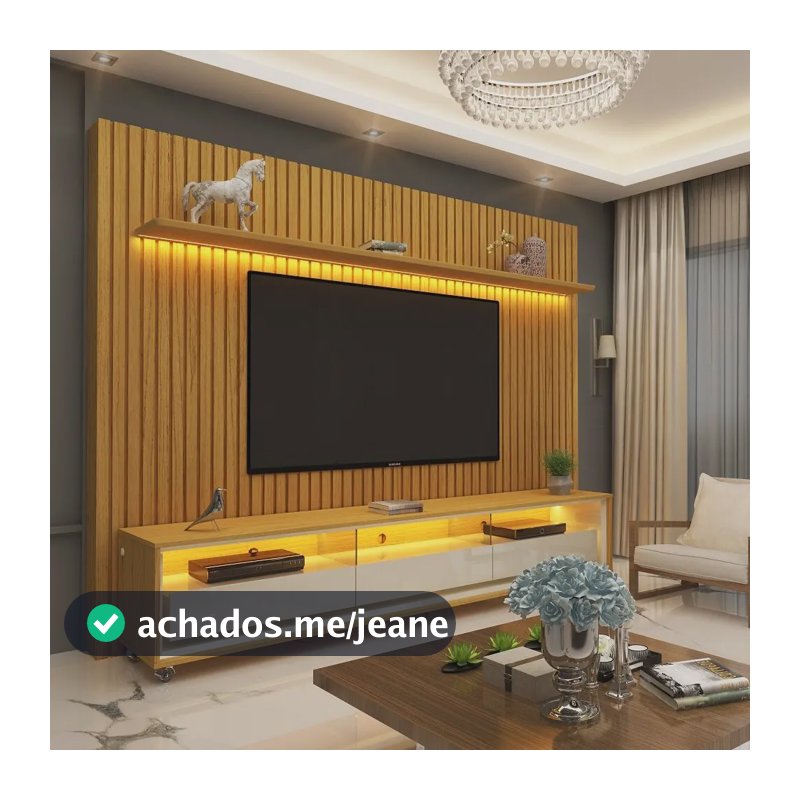 Rack com Painel Gelius para TV até 85", com LED, Rodízios e 3 Gavetas
