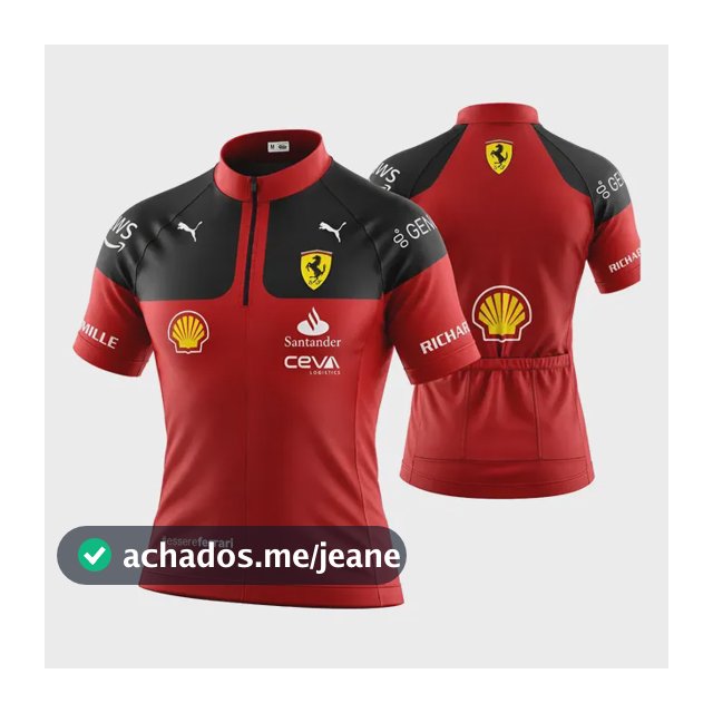 Camisa Para Ciclista F1 Ferrari Scuderia Vermelha Com Bolsos