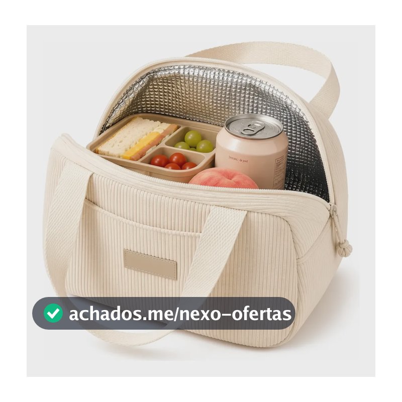 Lancheira Bolsa Isotérmica Marmita Escolar Pra Trabalho 6,5l Bege