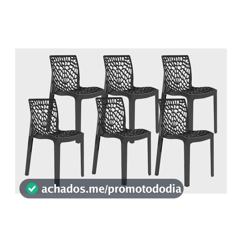 Conjunto De 6 Cadeiras Gruvyer Pretas Para Escritório/sala De Jantar E Área Gourmet