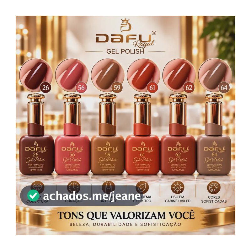 Esmalte Gel Dafu Kit 6 Coleção Cores Infinito Glow Escolha Nude Claros