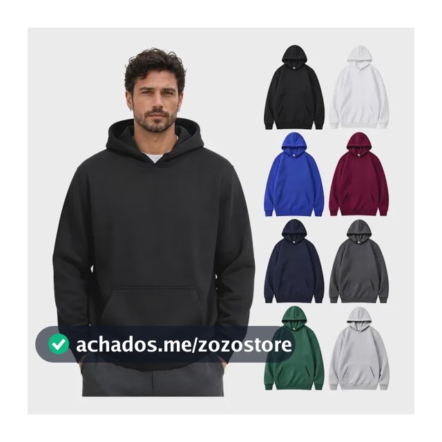 Moletom Canguru Liso Algodão Unissex Térmico Forrado Fleece