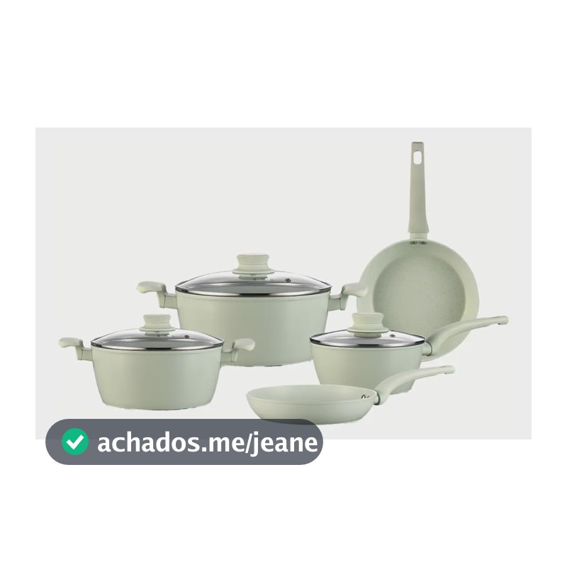 Jogo De Panelas Antiaderente 5 Peças Teflon Cor Verde Kaza+ Verde-claro