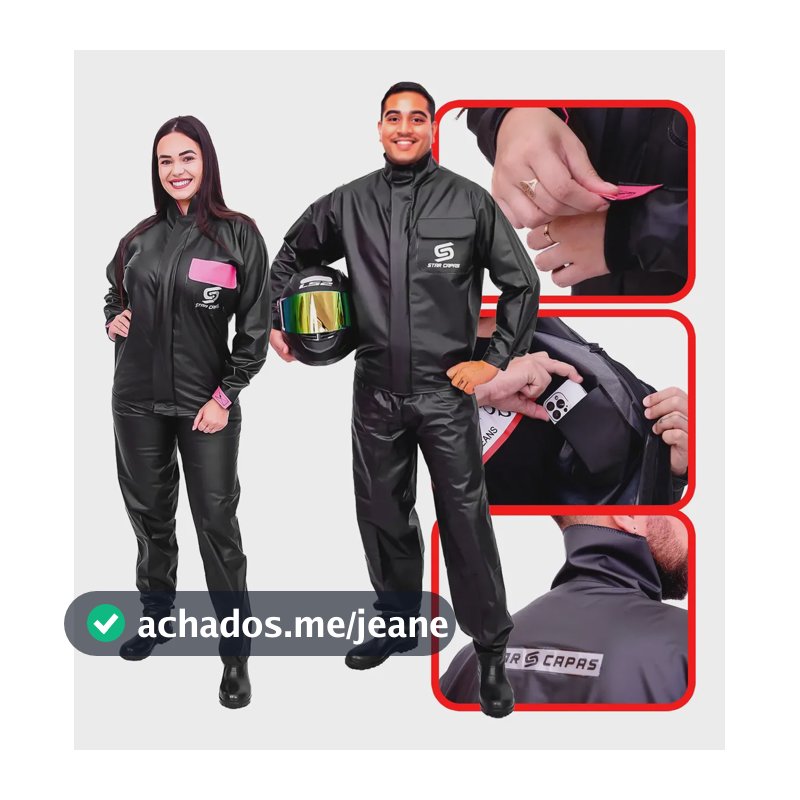 Capa De Chuva Motoqueiro Motoboy Moto Conjunto Impermeável  Preto Capa-m