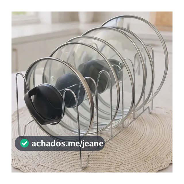 Suporte Organizador de Tampas Panela Pote Frigideira 6 Divisórias Aço Inox Cromado Boa Dica