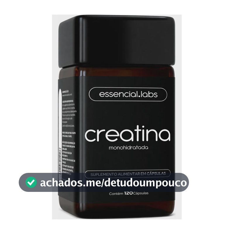 CREATINA MONOHIDRATADA 100% Pura com Matéria-Prima Importada - 3g de Creatina por Dose - 120 Cápsulas