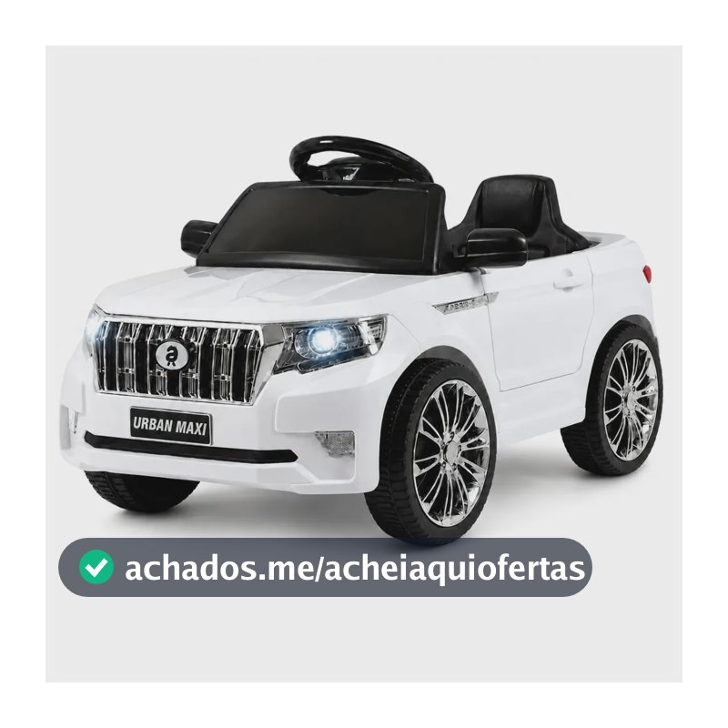Carro Elétrico Infantil Controle Remoto Bateria 6v Marcha Frente/Ré Bluetooth Som Luz Urban Maxi Toys - BRANCO