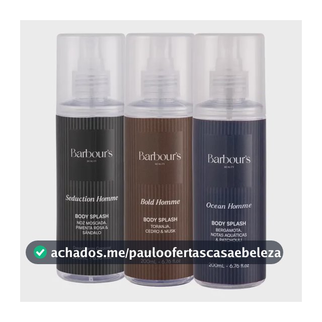 Kit 3 Body Splash Masculino Homme Desodorante Barbours 200ml