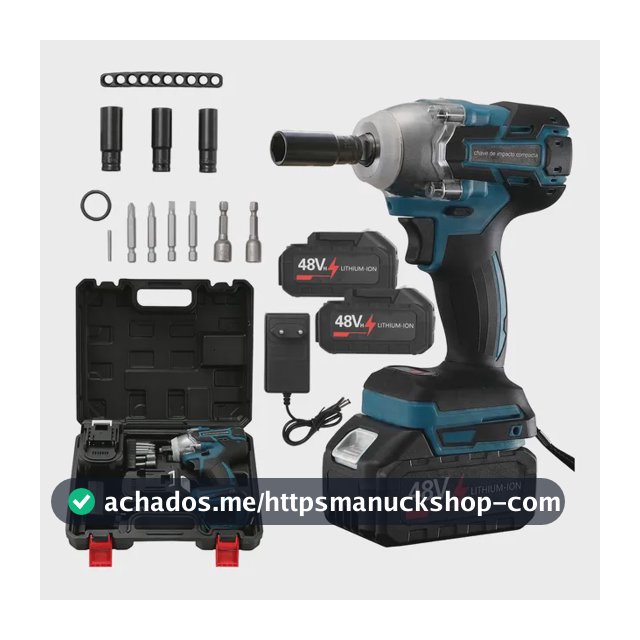 Kit Chave Impacto 48v Sem Fio Alto Torque Duas Baterias