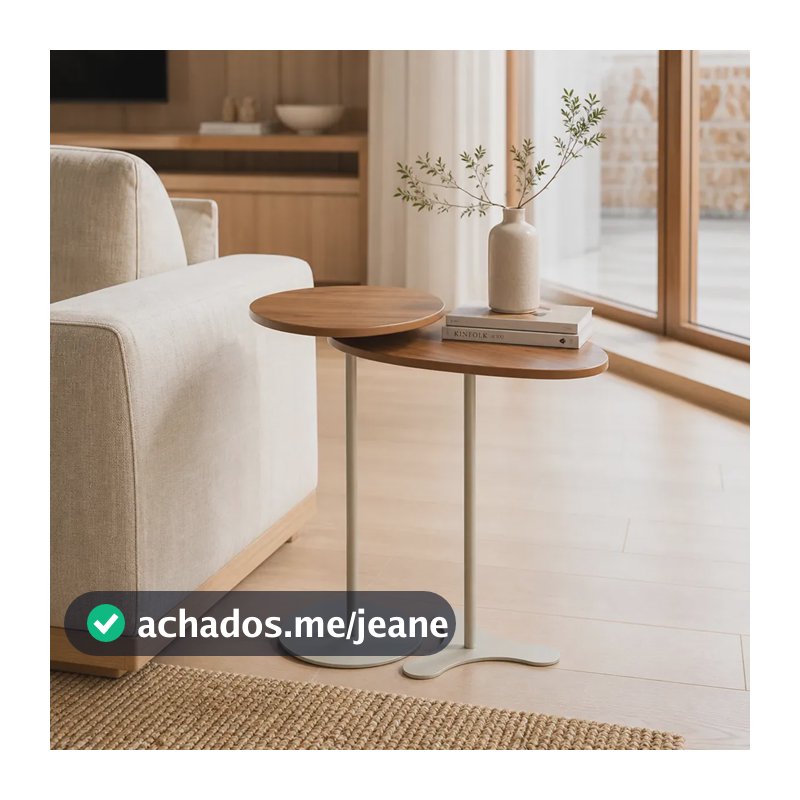 Kit 2 Mesas Laterais Decorativas Sala de Estar Multiuso Botanic Canella Champanhe