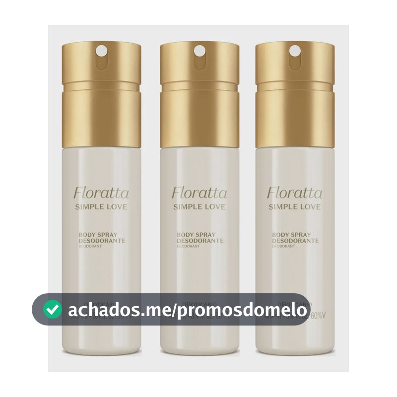 Combo Body Spray Floratta Simple Love 100ml Kit Com 3 Unidades