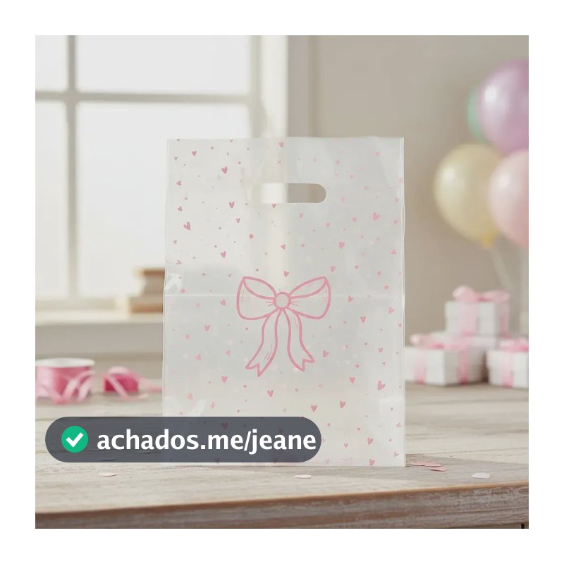 Sacola Boca Reta Transparente Personalizada 30x40 Kit 100und Transparente Laço E Corações