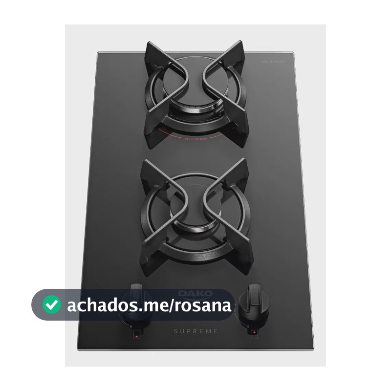 Cooktop A Gás Dako Supreme 2 Bocas Mesa Vidro Temperado Preto