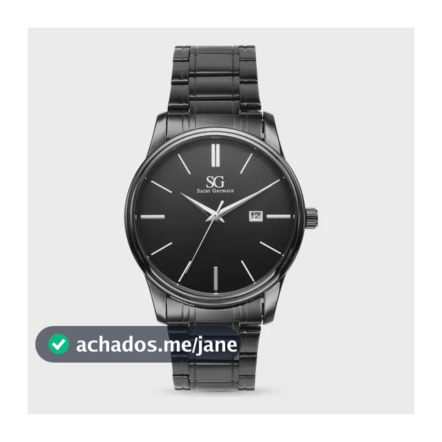 Relógio Chroma Masculino Preto Saint Germain Clássico Caixa Preta Detalhes Prata 42mm