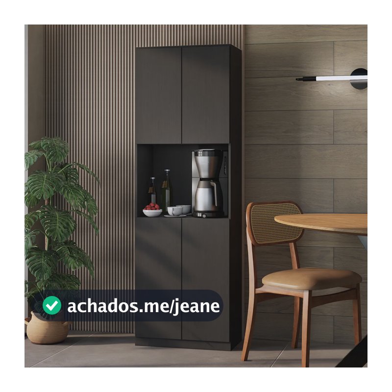 Armário De Cozinha Multiuso Com Portas E Prateleiras Preto