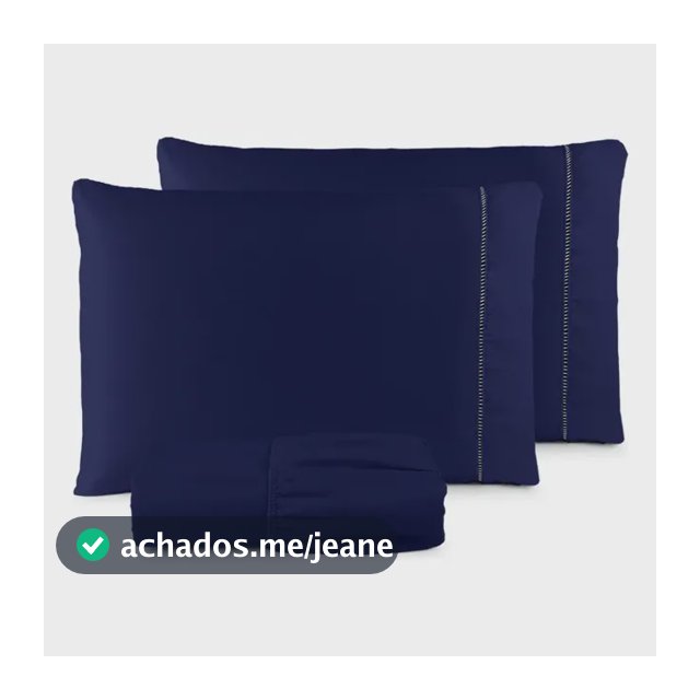 Jogo De Lençol 400 Fios Queen Azul-marinho Liso 3 Peças Com Elástico Padrão Hotel