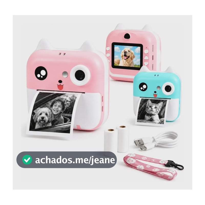 Câmera Infantil Instantânea Full Hd Fotos Jogos Divertidos Rosa