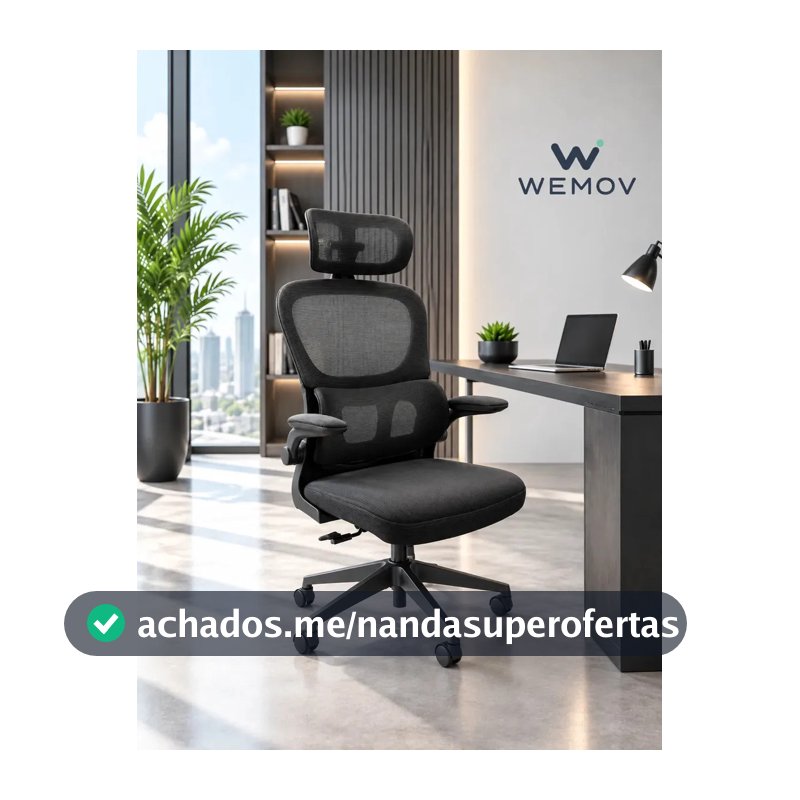 Cadeira De Escritorio Ergonomica Wemov Com Encosto de Lombar Giratoria Resistente Reforçada 180kg Confortavel Reuniao
