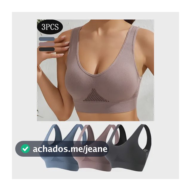 Kit 3 Tops Com Bojo Esportivo Fitness Academia Yoga Ciclismo