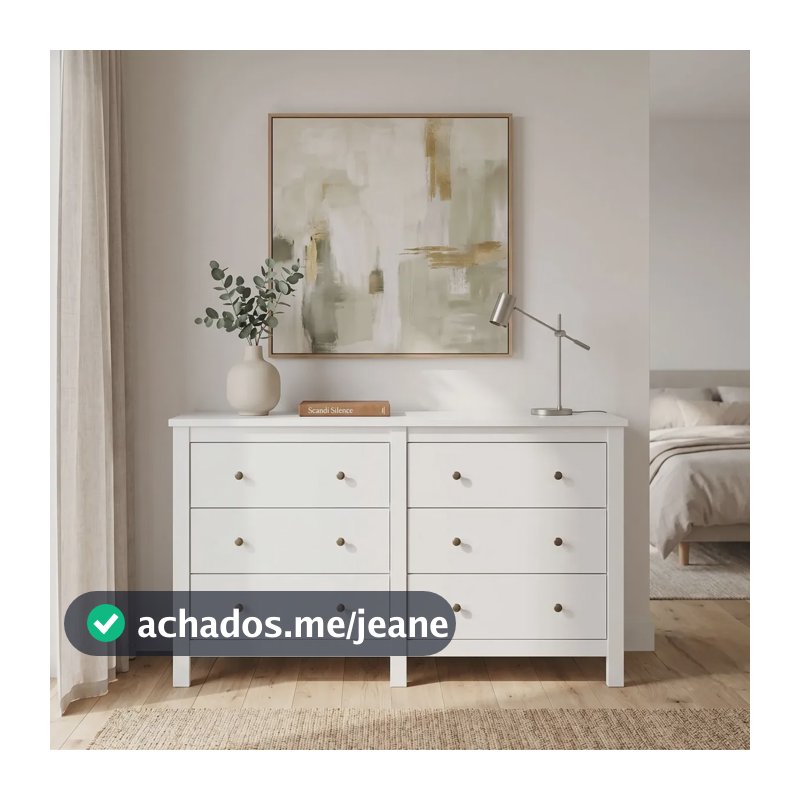 Cômoda Móveis Lopas Maggiore Branco 6 Gavetas Quarto MDP