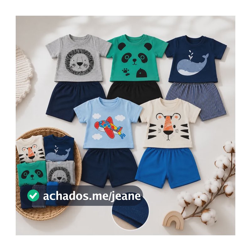 Kit 10 Peças Roupa Bebê Menino Conjunto Estampas Divertidas Menino 1-3 Meses