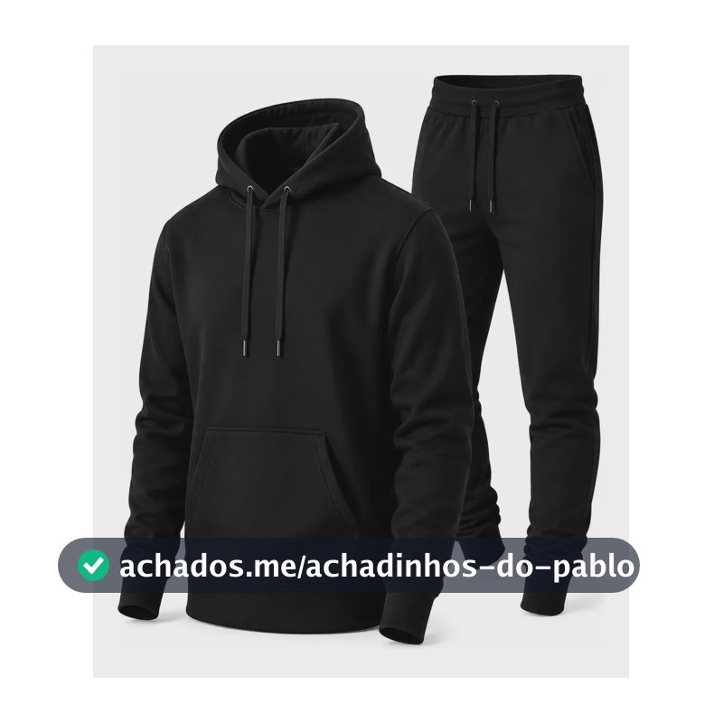 Conjunto Calça E Blusa De Moletom Liso Masculino Unissex M Preto