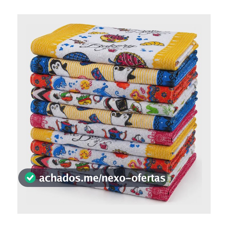 Kit 5 Panos de Prato Atoalhados Zoom Soft Algodão Multicolorido 40x60cm