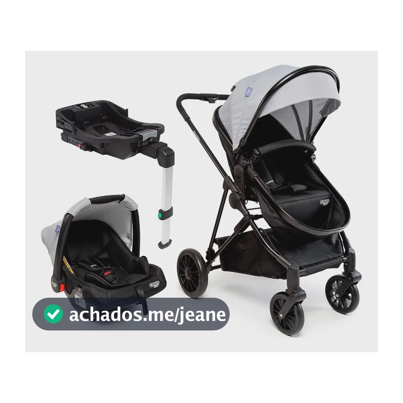 Travel System Cosco Kids, Lummy Trio Isofix, Cinza Gelo