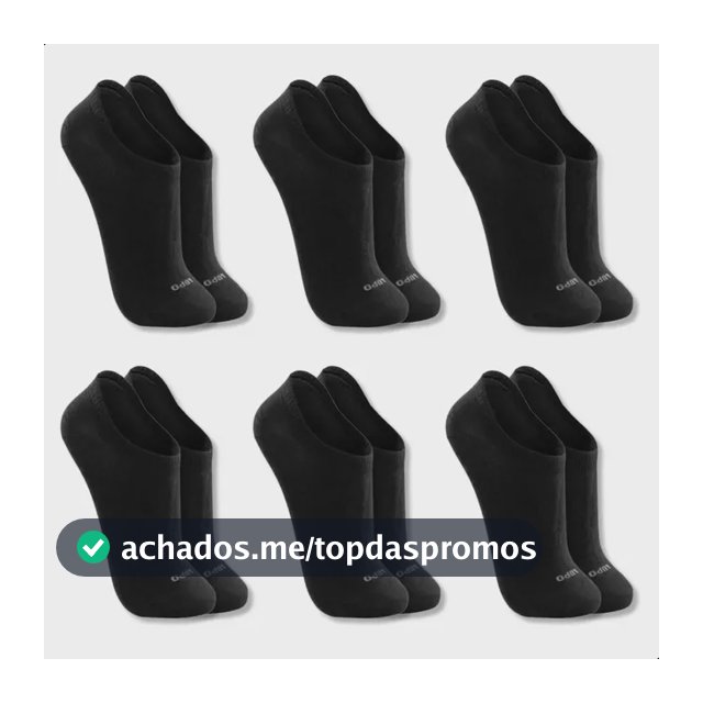 Kit 6 Pares Meias Soquete Invisível Lupo Algodão Unissex