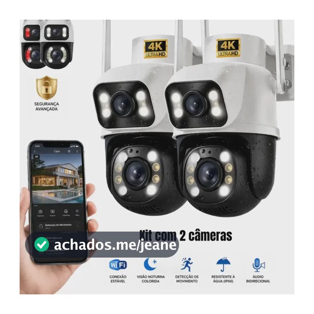 Kit 2 Câmeras de Segurança Woosh A28B Full HD Dupla Lente com Visão Noturna Colorida