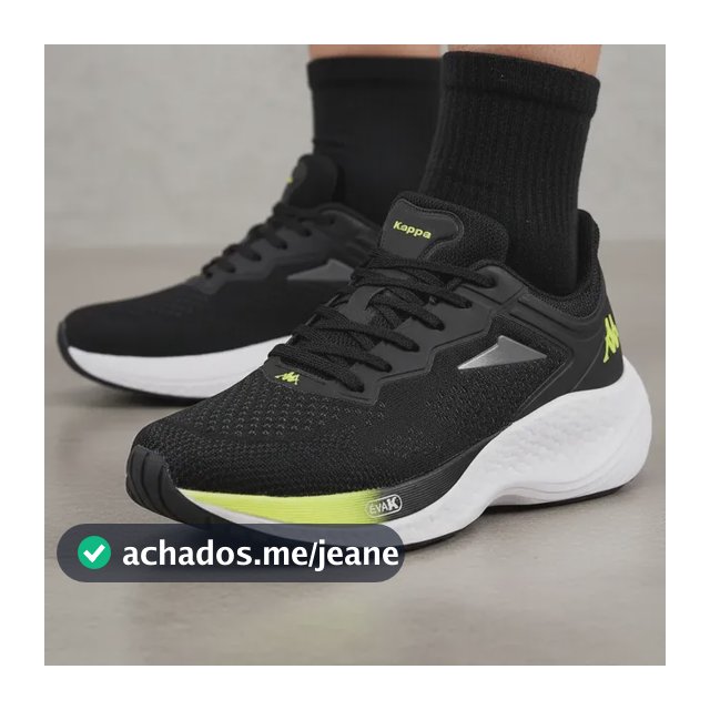 Tênis Kappa Pulse Evo Masculino Feminino Preto-amarelo Limão 41