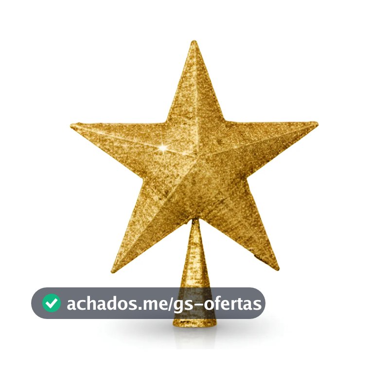 Estrela Ponteira Enfeite Luxo Dourada com Glitter Topo Árvore de Natal 25cm Decoração Natalina RACALA