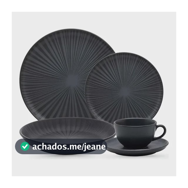 Aparelho De Jantar E Chá 20 Peças Oxford Flat Ônix