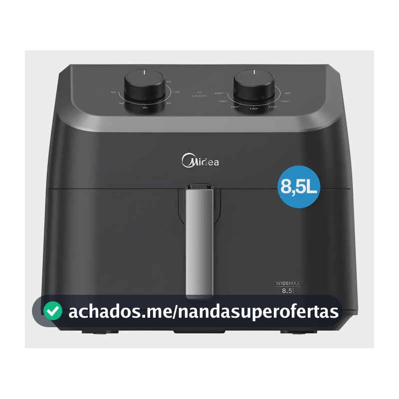 Fritadeira Air Fryer 8,5l Widemax Com Cesto Antiaderente Blackstone, 1900w Midea